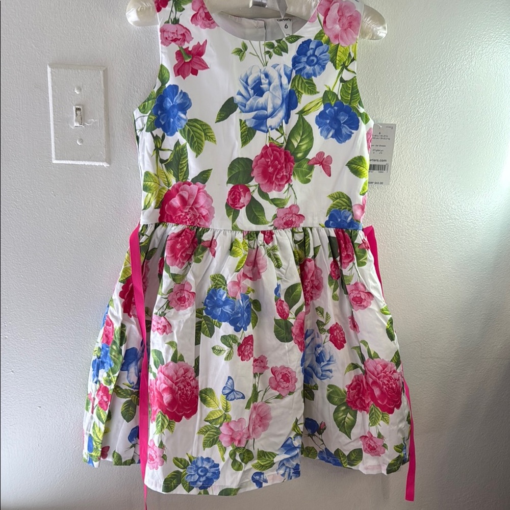 Carter's Pink and Blue Sleeveless A-Line Sundress